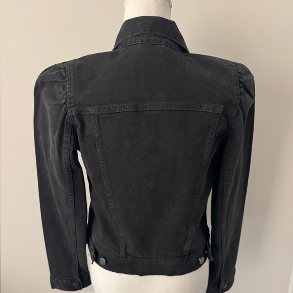 GAP PUFF SLEEVE BLACK DENIM JACKET, Size Small - Picture 5 of 9